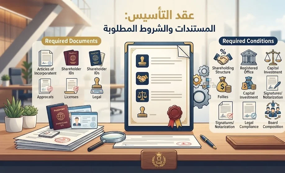 عقد التأسيس المستندات والشروط المطلوبة